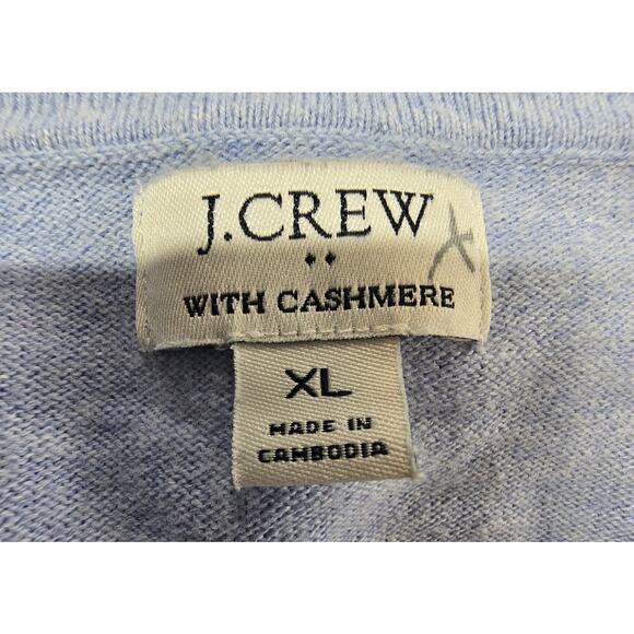J. CREW Womens Polo Sweater Cashmere Cotton Preppy Old Money Periwinkle Blue XL - Picture 9 of 11
